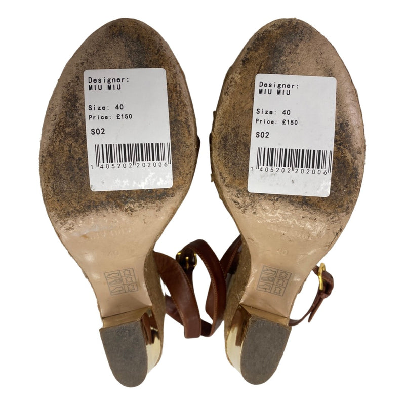 MIU MIU ochre and gold wedges