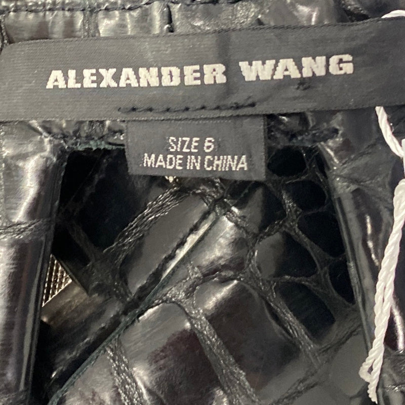 ALEXANDER WANG black crocodile-effect open back leather jacket