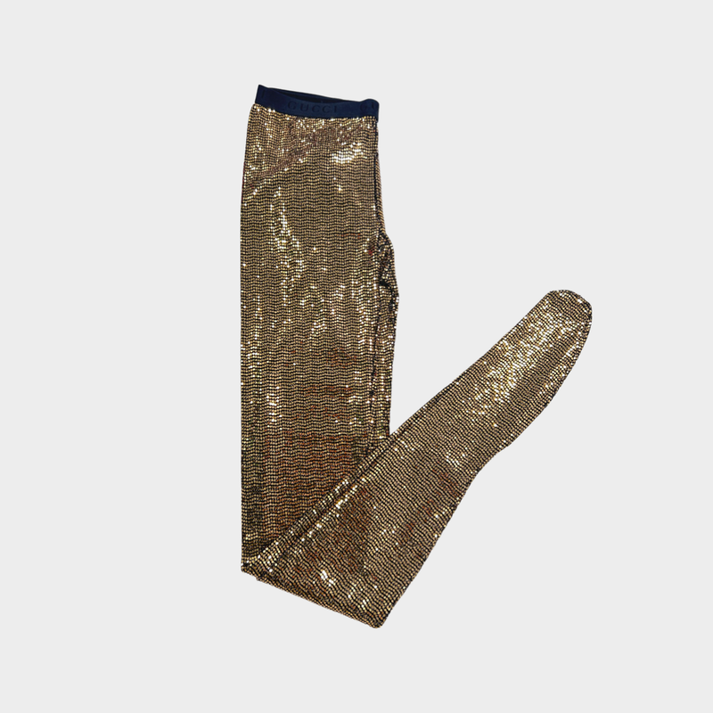 GUCCI golden metallic dotted stockings