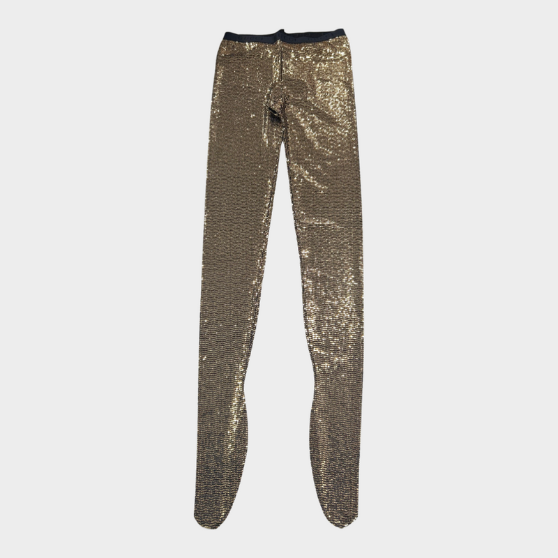 GUCCI golden metallic dotted stockings
