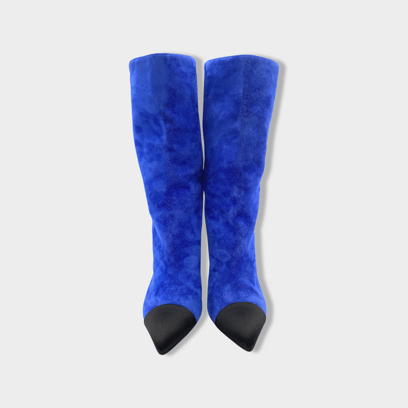 pre-loved CHANEL blue suede boots