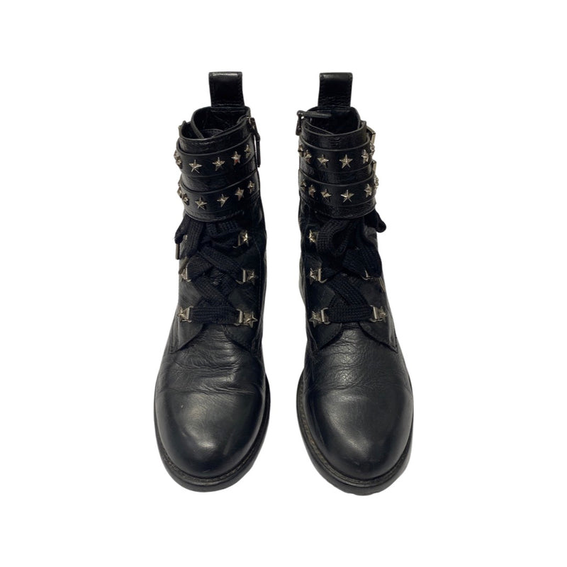 second-hand RED VALENTINO black leather star-studded boots | Size 38