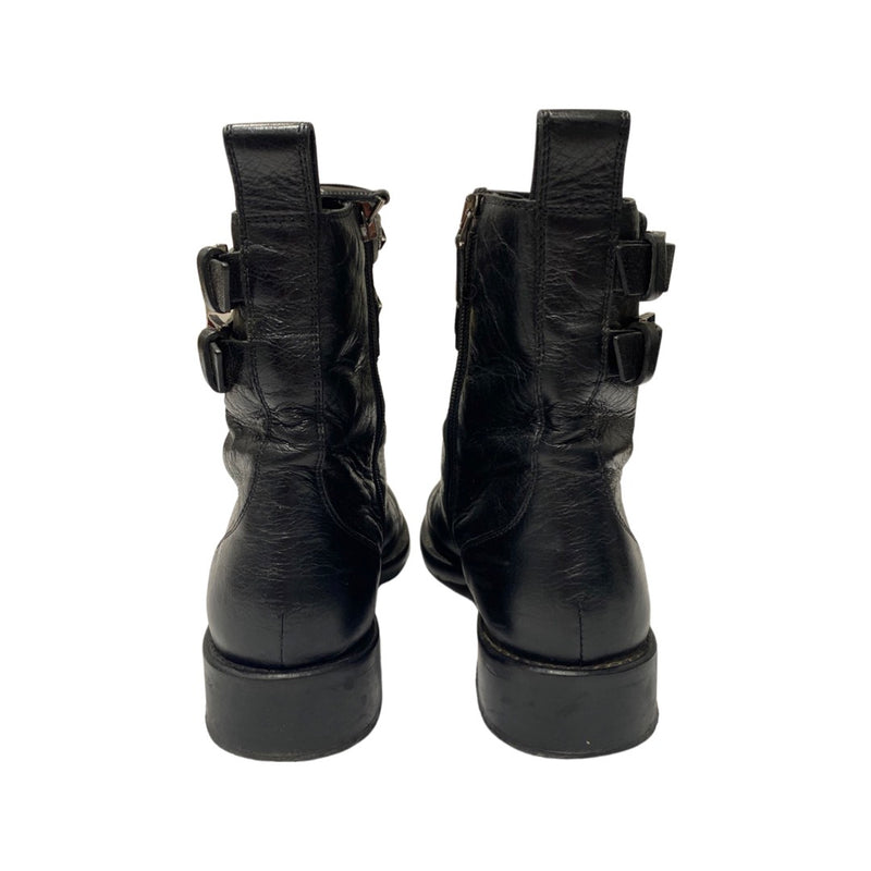 pre-loved RED VALENTINO black leather star-studded boots | Size 38