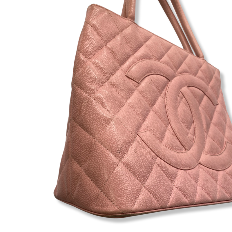 CHANEL pink grained leather Medallion tote bag