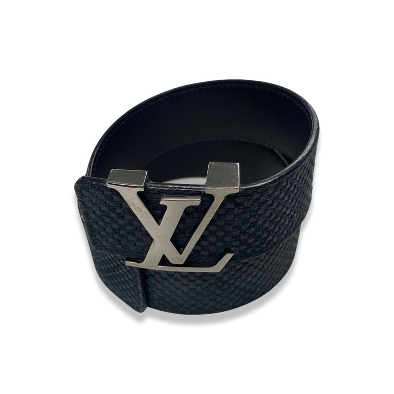 second-hand LOUIS VUITTON logo navy suede belt