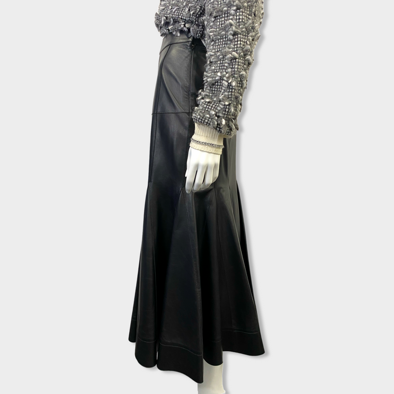 second-hand LOEWE black lambskin skirt