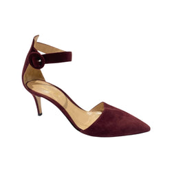 pre-owned Gianvito Rossi burgundy suede heels | Size 38.5