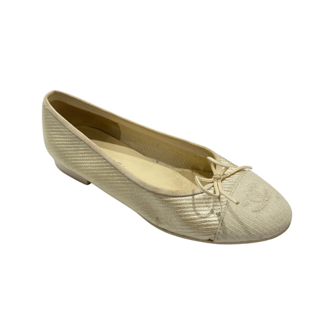 CHANEL ecru leather and canvas ballet flats – Loop Generation