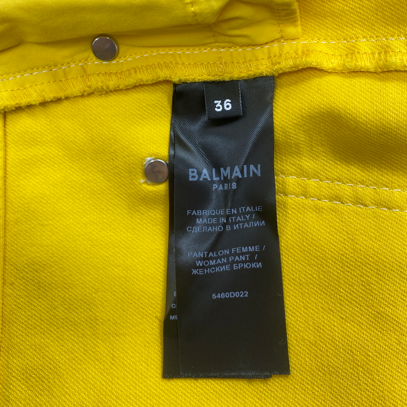 BALMAIN canary yellow fitted jeans