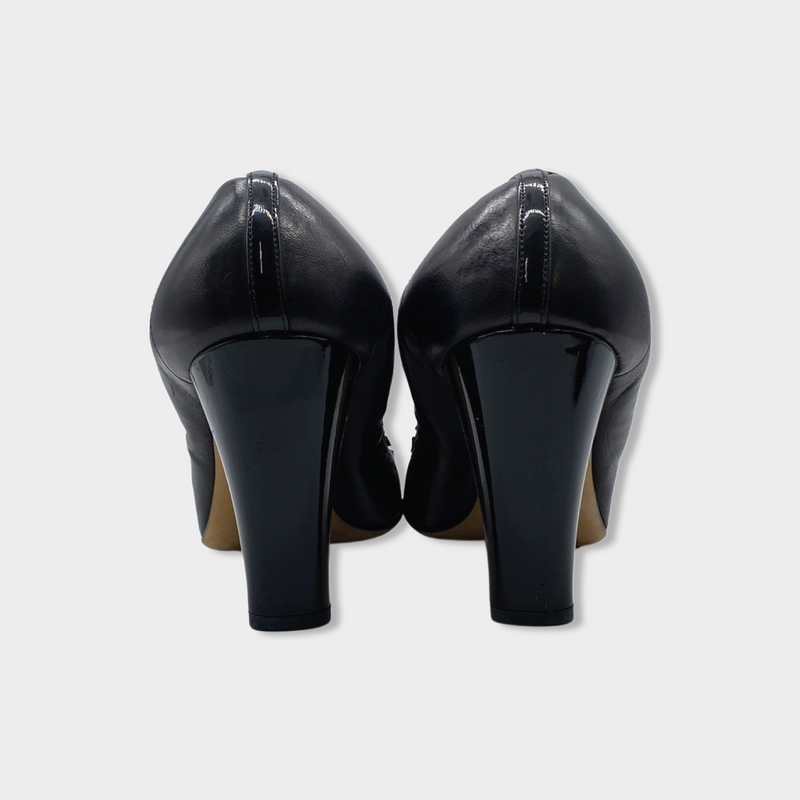 CHANEL black leather heels