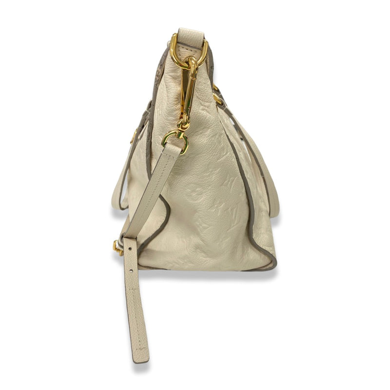 LOUIS VUITTON ecru monogram leather handbag with gold hardware