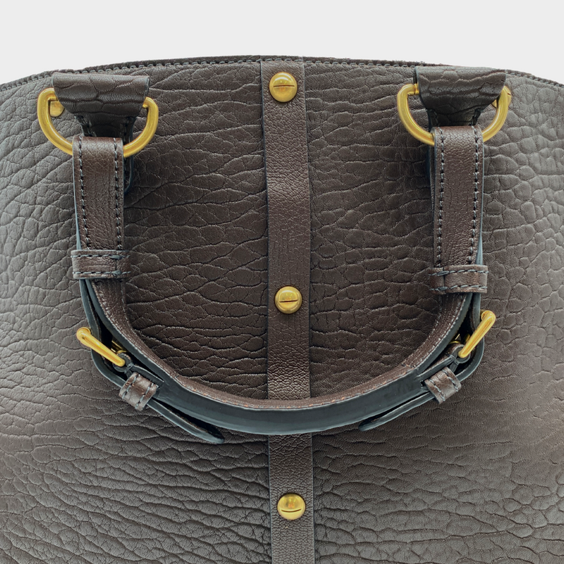 pre-loved DIOR brown leather handbag