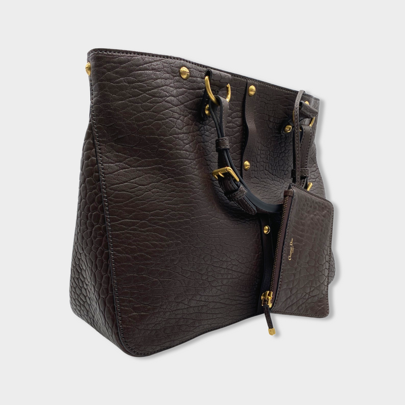 second-hand DIOR brown leather handbag