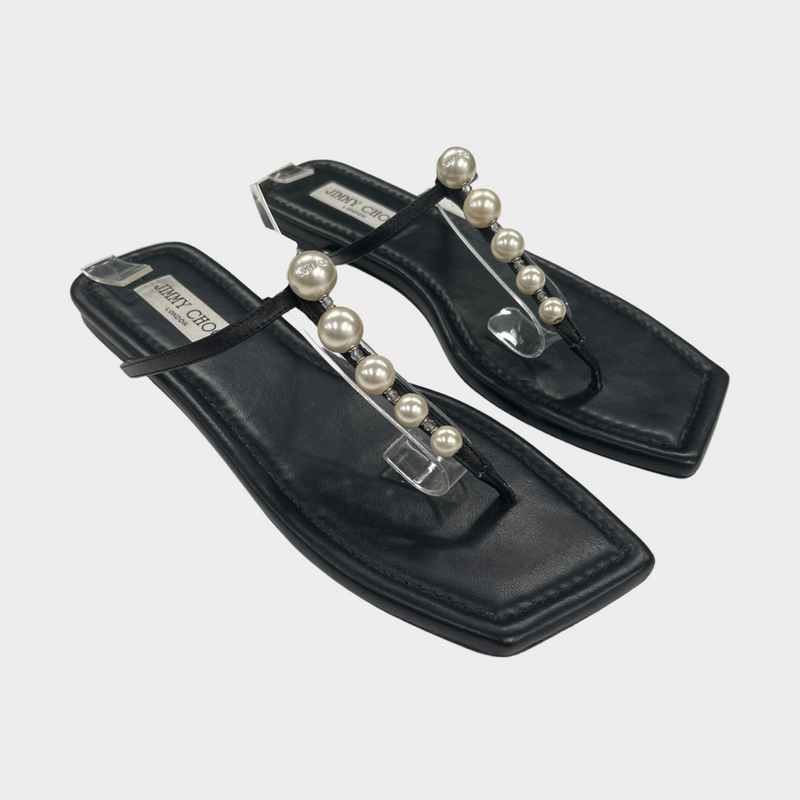 Jimmy Choo women's black leather sandals