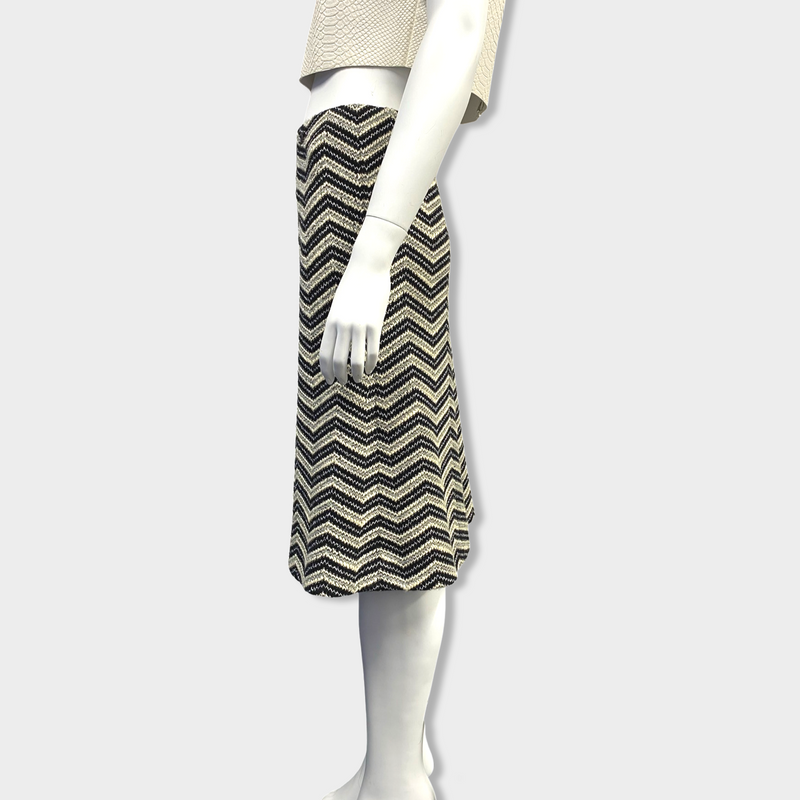 second-hand CHANEL black white grey wool skirt