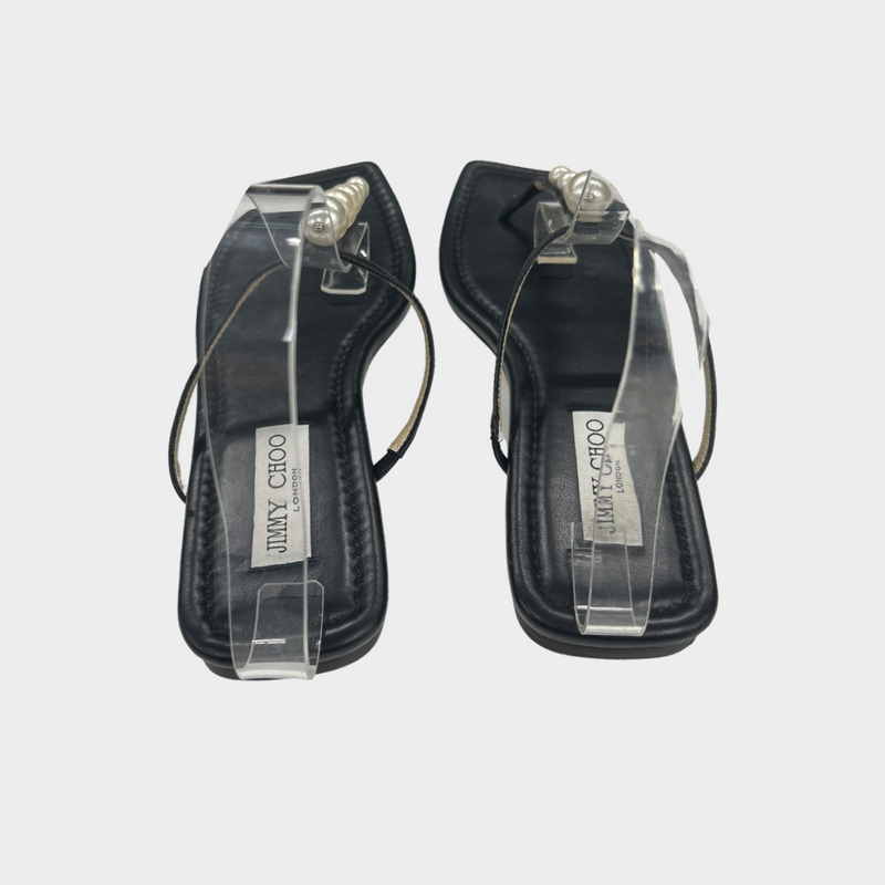 Jimmy Choo women's black leather sandals
