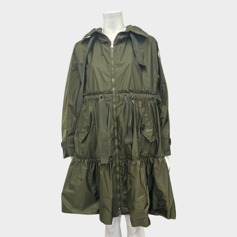 Moncler khaki polyamide rain coat