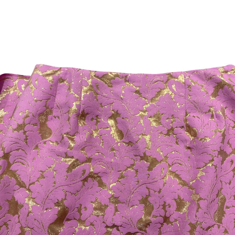 Dries Van Noten pink and gold brocade asymmetrical mid-length skirt