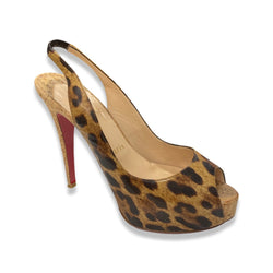 pre-owned CHRISTIAN LOUBOUTIN animal print patent leather sling-back heels | Size 39