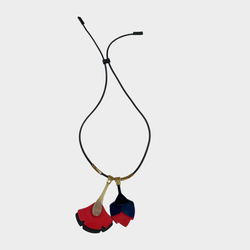 Marni red plastic and leather necklace