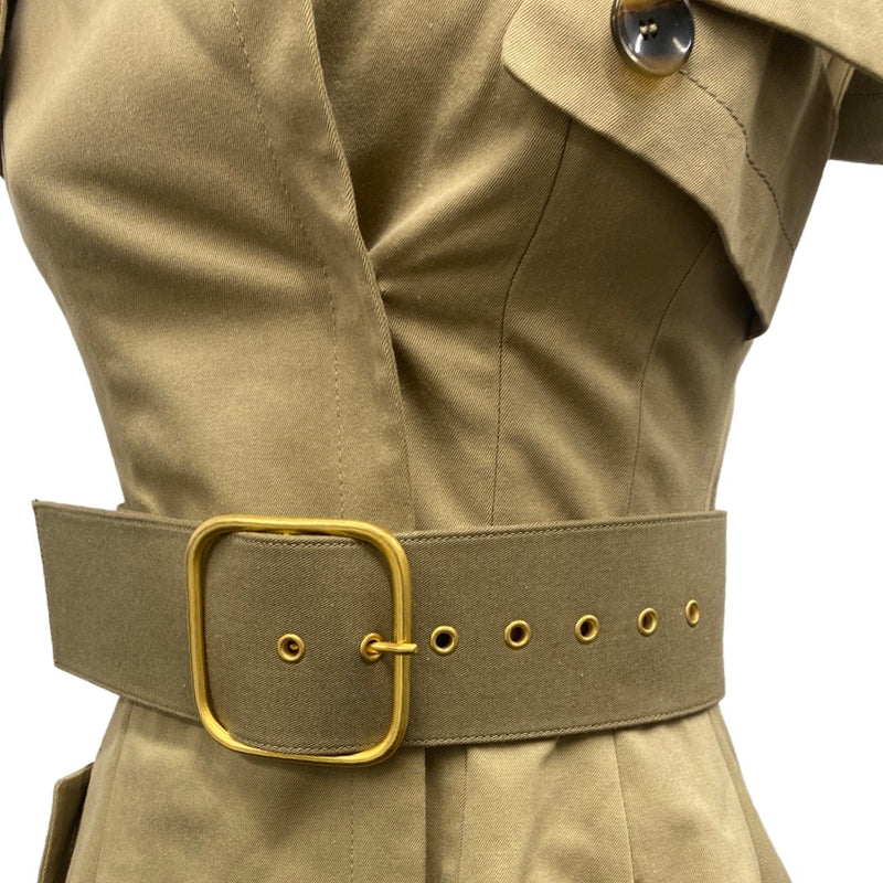 second-hand MONSE beige belted cotton assymmetrical dress | Size UK4