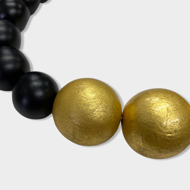 pre-loved VANDA JACINTHO black and gold beads necklace