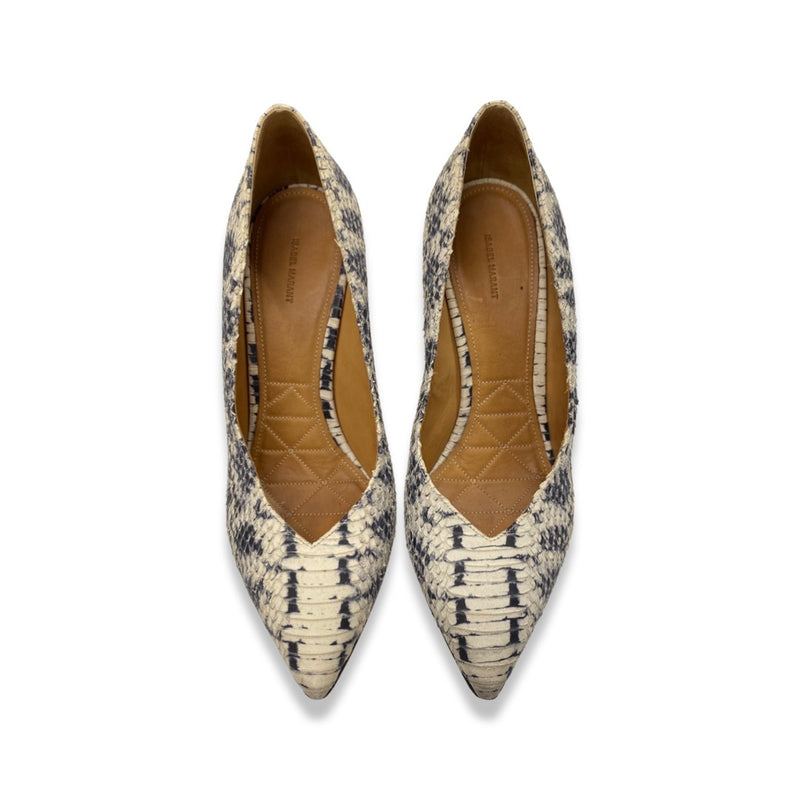 ISABEL MARANT navy and ecru vegan leather pumps