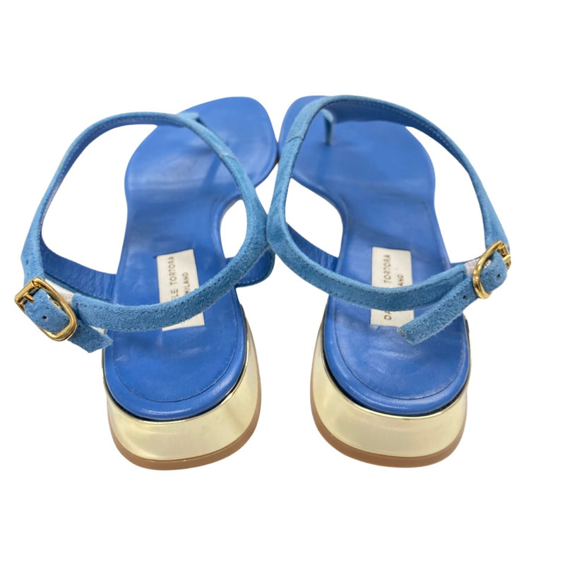 DANIELE TORTORA baby blue suede and leather flip flop sandals