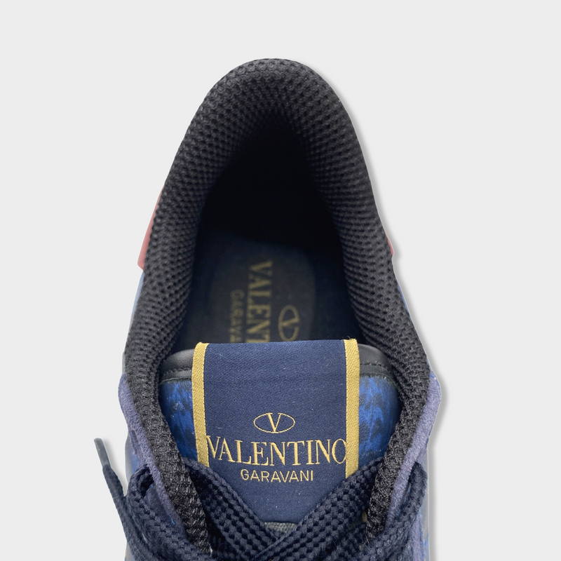 second-hand VALENTINO navy printed leather sneakers