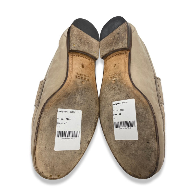 GUCCI ecru suede 1953 Horsebit loafers