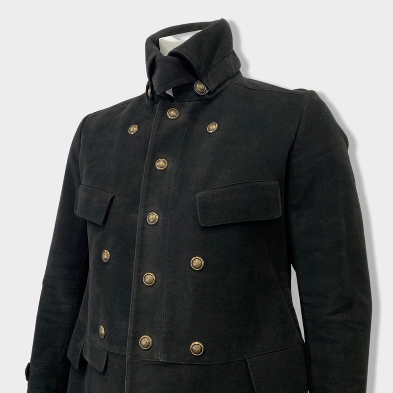 GUCCI black velour coat with gold buttons