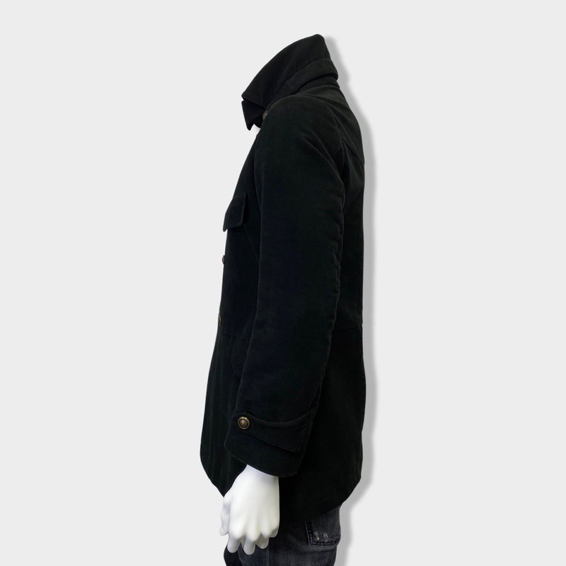 GUCCI black velour coat with gold buttons
