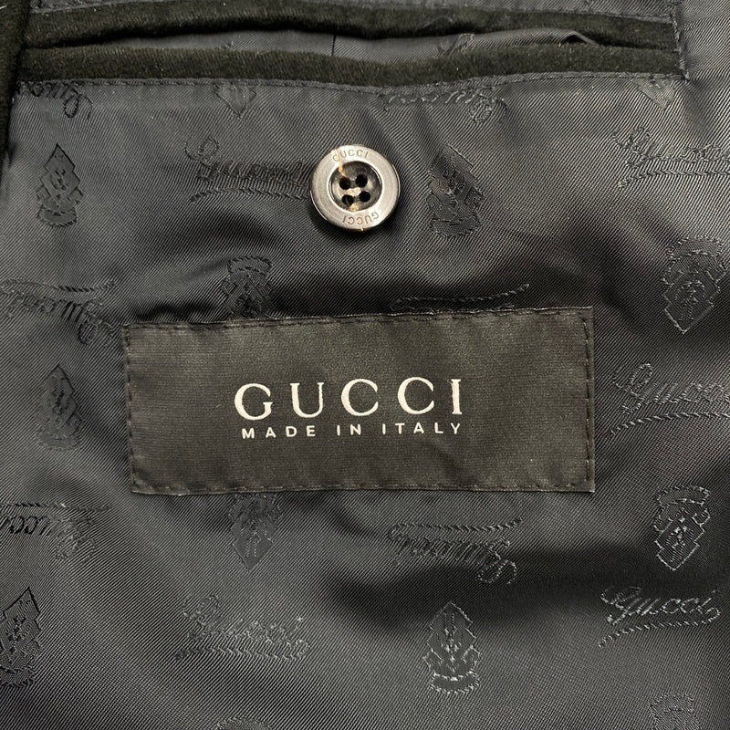 GUCCI black velour coat with gold buttons