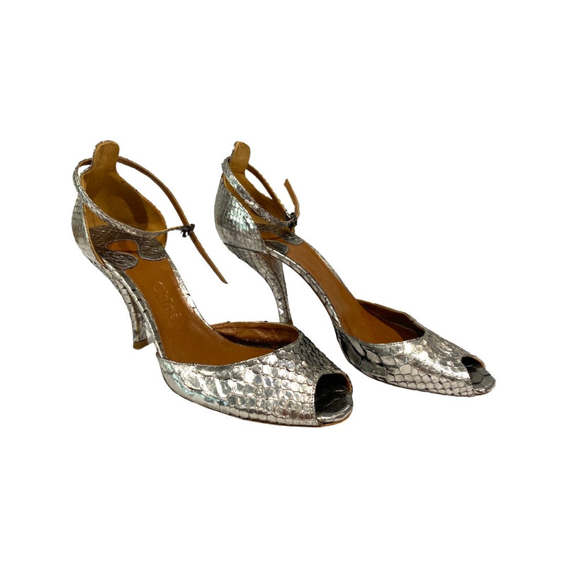 pre-loved CHLOÉ metallic python heels | Size 39