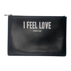 pre-owned Givenchy black logo leather pouch