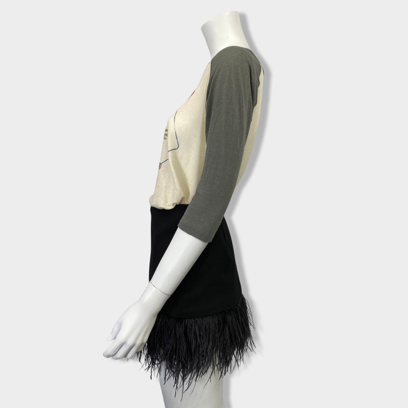 SAINT LAURENT multicolour logo robot print cotton and woolen top