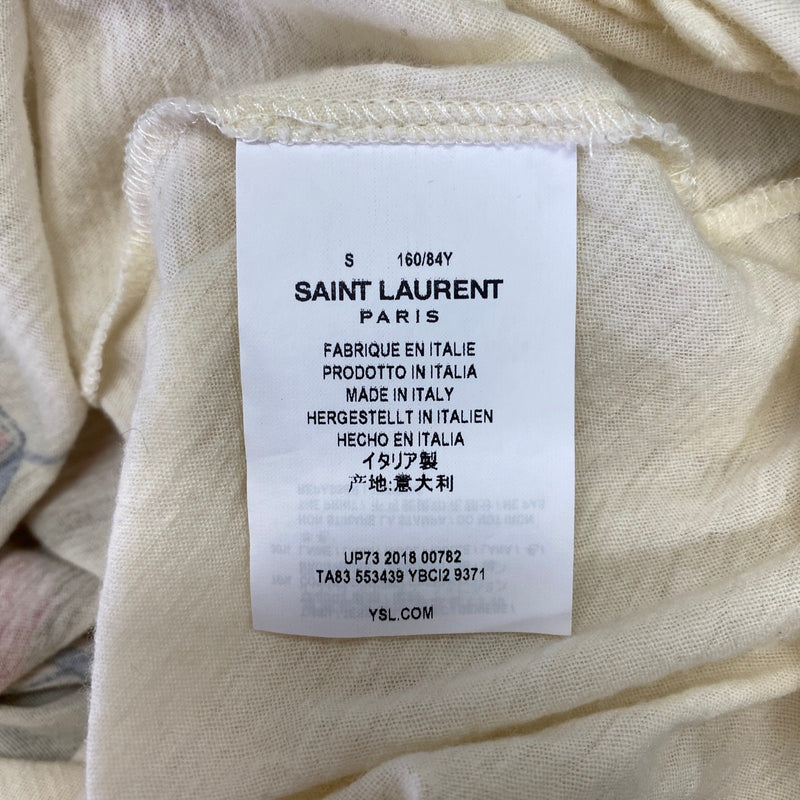 SAINT LAURENT multicolour logo robot print cotton and woolen top