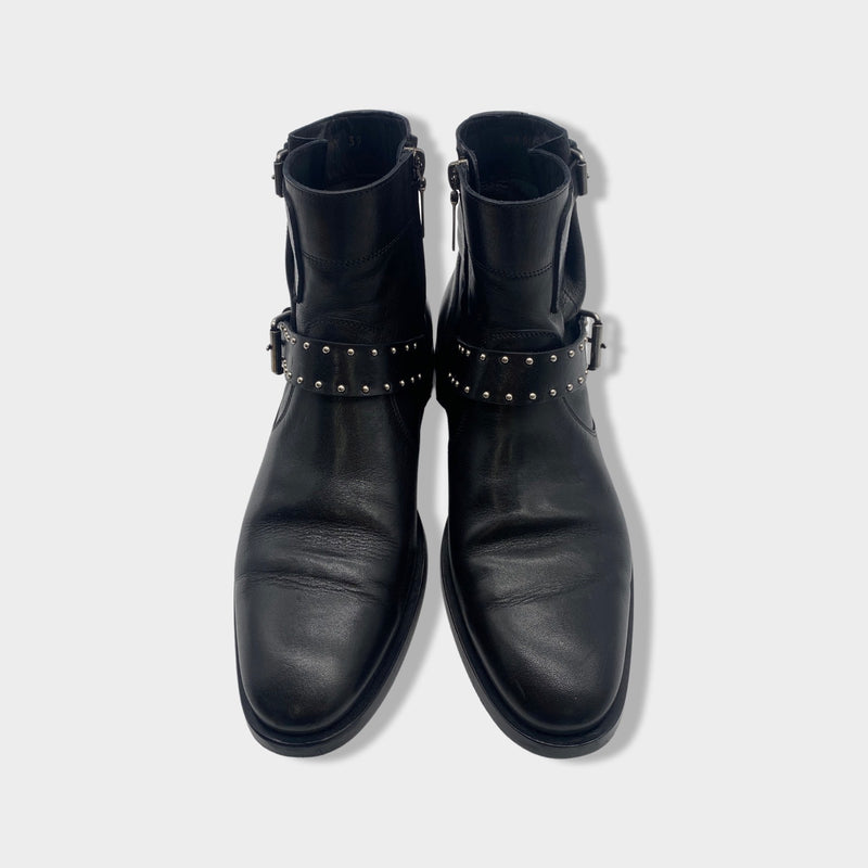 second-hand SAINT LAURENT black leather studded boots | Size EU39 UK6