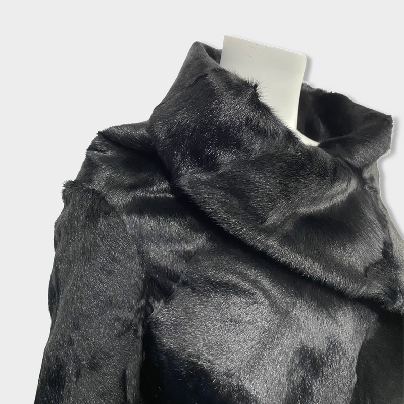 pre-loved PEACHOO + KREJBERG black goat fur jacket
