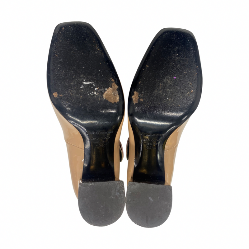 NICHOLAS KIRKWOOD nude patent leather block heels
