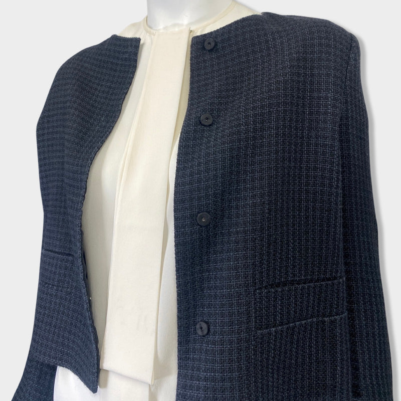 second-hand PRADA navy viscose and linen jacket | Size FR36