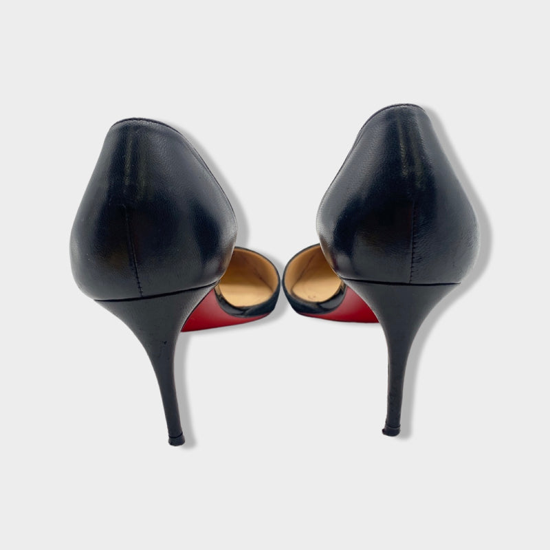 CHRISTIAN LOUBOUTIN black suede and patent leather pumps