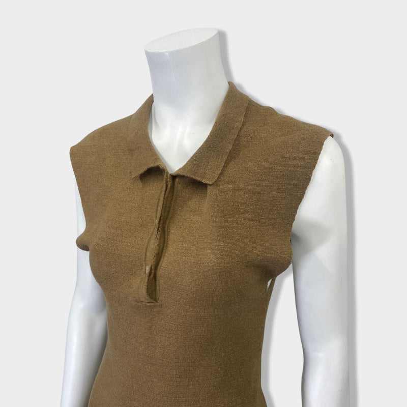 second-hand JACQUEMUS camel linen sleeveless dress | Size FR38