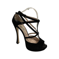 pre-owned MIU MIU black suede platform heels | Size 39
