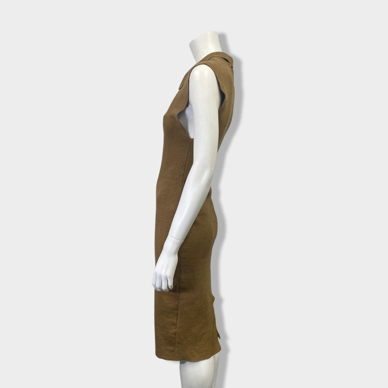 JACQUEMUS camel linen sleeveless dress