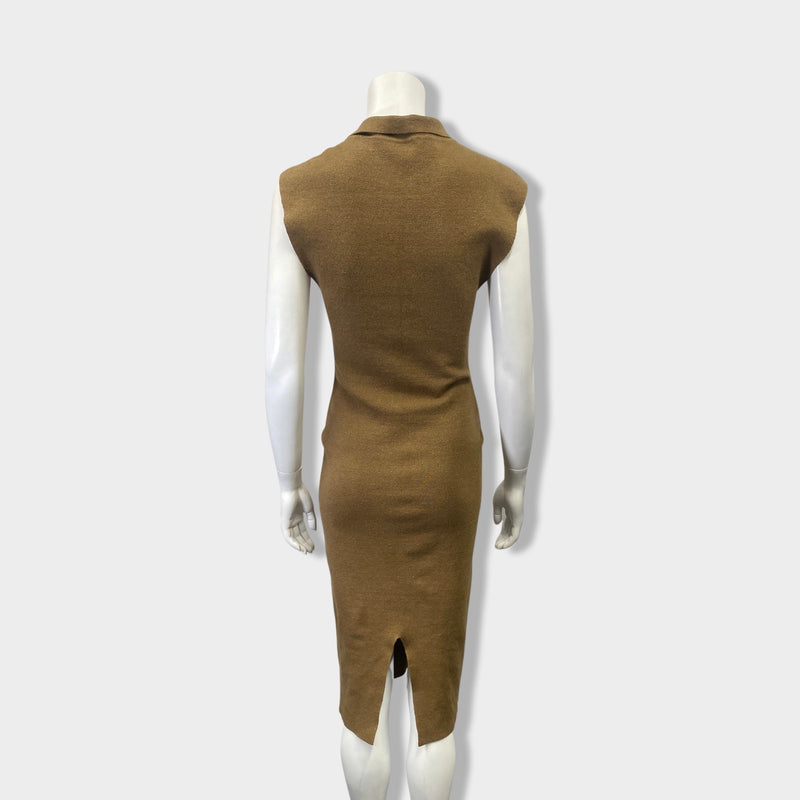 JACQUEMUS camel linen sleeveless dress