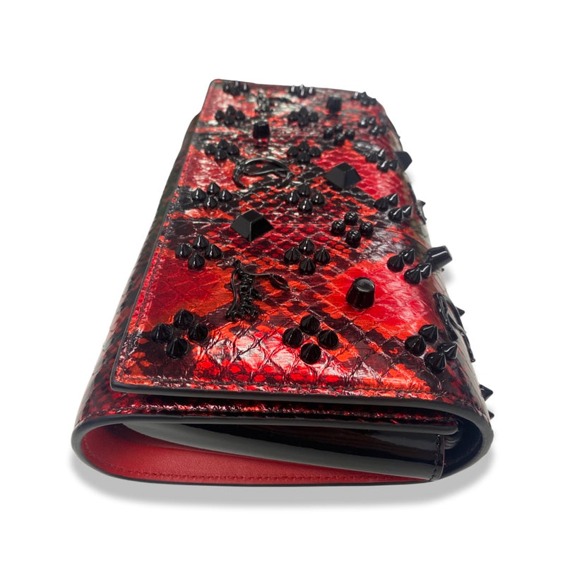 CHRISTIAN LOUBOUTIN black and red studded leather clutch