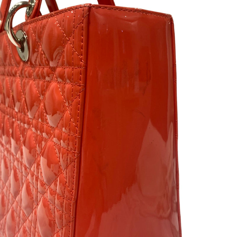 CHRISTIAN DIOR LADY DIOR CORAL PATENT LEATHER BAG