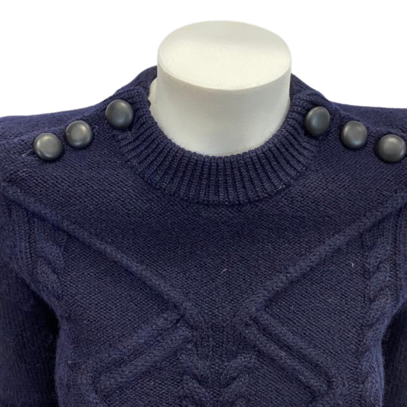 ISABEL MARANT navy sweater with shoulder stylized buttons
