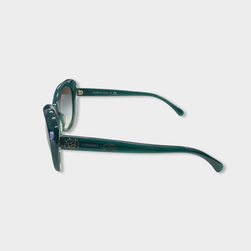 second-hand CHANEL green acetate sunglasses